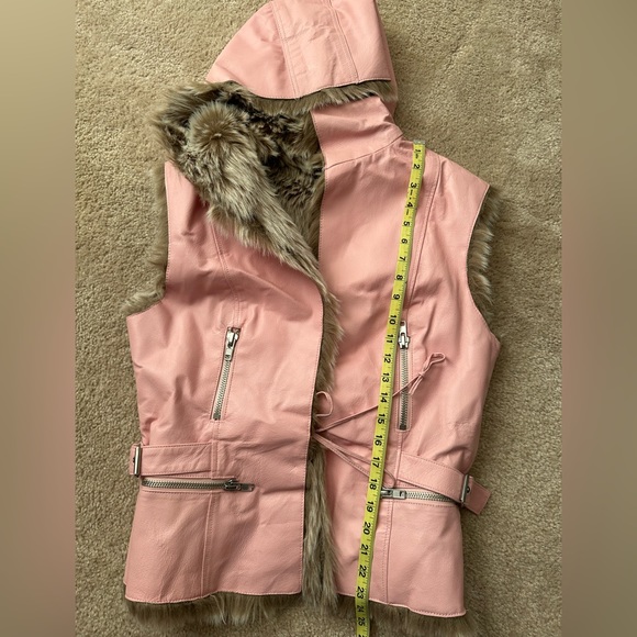 TOGETHER Pink Leather Faux Fur Hooded Vest - Picture 5 of 6